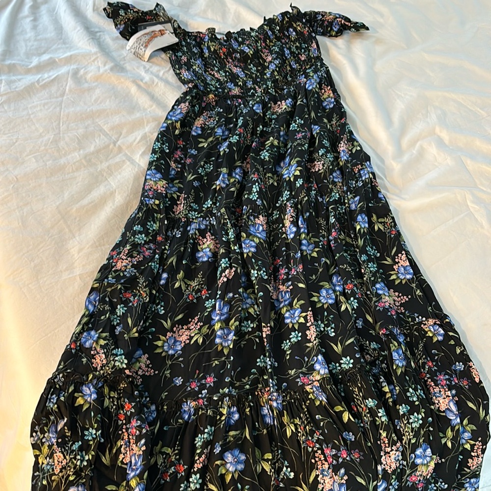 Pietro Brunelli black flowered dress brand new never worn size small